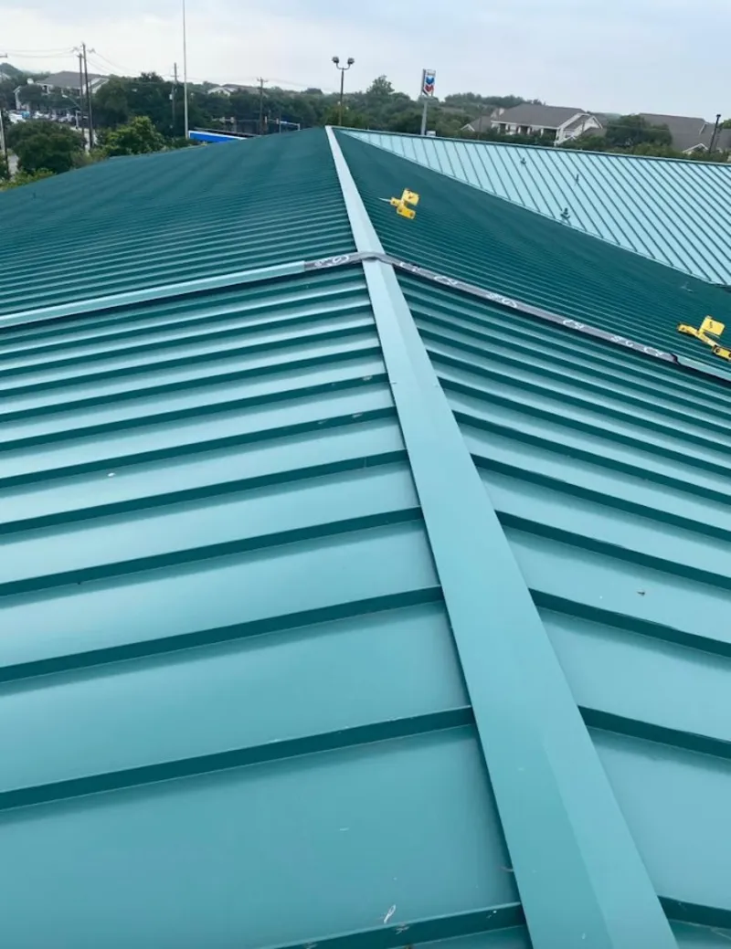 Green commercial metal roof ridge and valley for Metal Roof Repair in Cottonwood